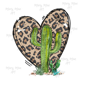 Leopard Heart with Cactus - Sublimation Transfer
