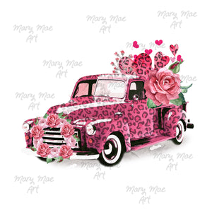Valentine's Pink Leopard Truck Sublimation Transfer
