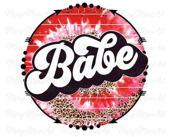 Babe Arrow Circle, Tie Dye Leopard - Sublimation Transfer