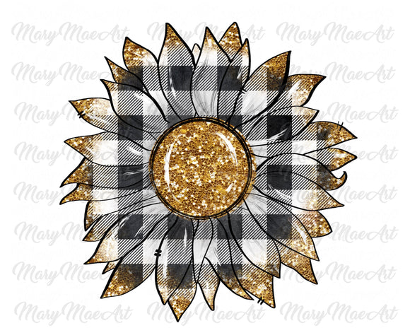 Black and White Sunflower - Sublimation Transfer