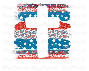 Brush Stroke Cross Patriotic - Sublimation Transfer