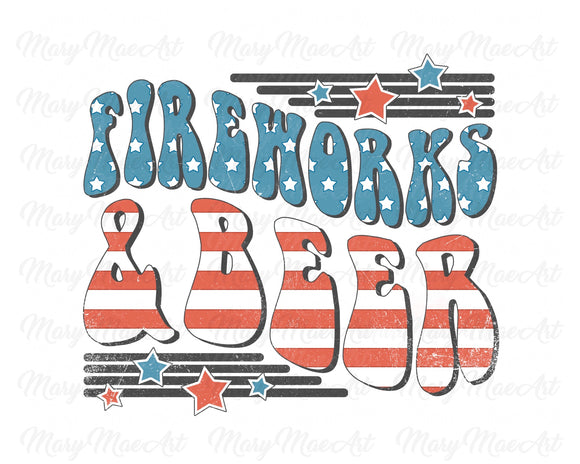 Fireworks and Beer Retro - Sublimation Transfer