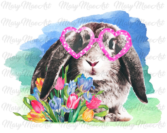 Floppy bunny with glasses- Sublimation Transfer