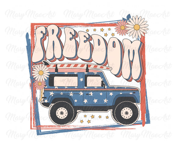 Freedom Retro Daisy Car - Sublimation Transfer