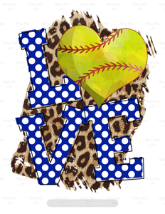 Love Softball Blue - Sublimation Transfer