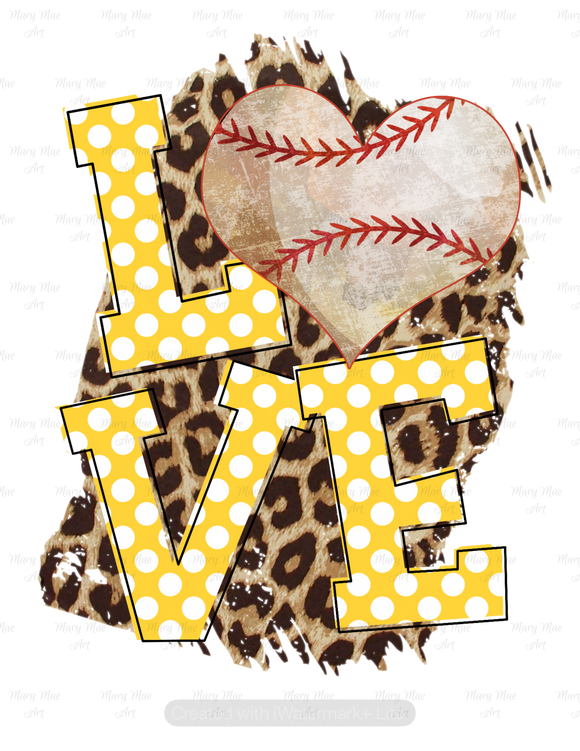 Love Baseball Yellow - Sublimation Transfer