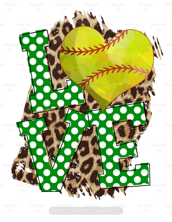 Love softball green - Sublimation Transfer