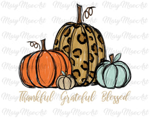 Thankful Grateful Blessed Leopard Pumpkin - Sublimation or HTV Transfer