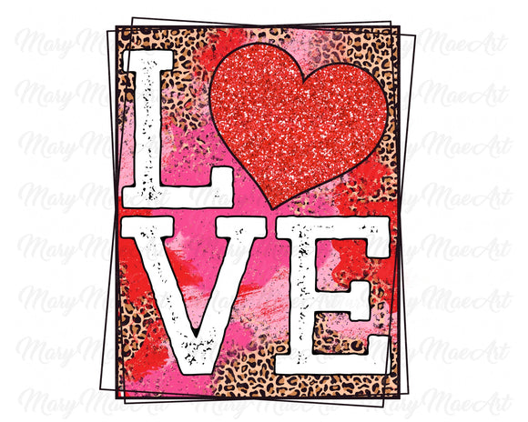 Love, Leopard, Distressed - Sublimation Transfer
