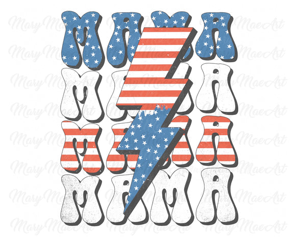 Mama 4th of July Stacked Lightning - Sublimation Transfer