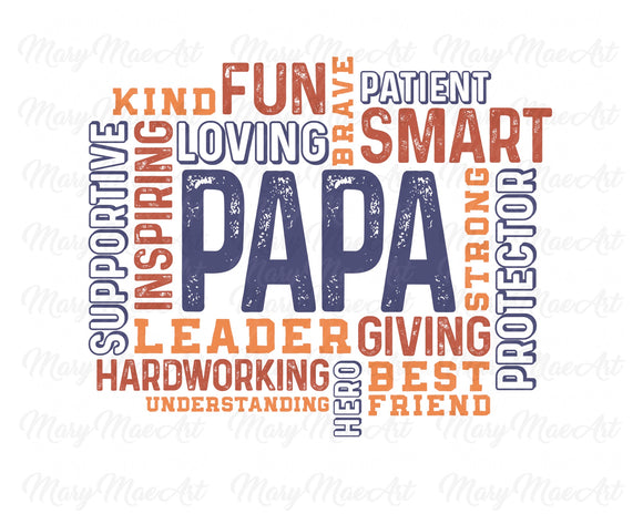 Papa Word Art - Sublimation Transfer