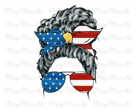 Patriotic Women Curly Hair - Sublimation Transfer