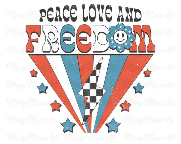 Peace Love Freedom Retro - Sublimation Transfer