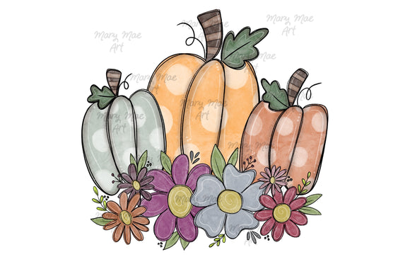 Pumpkins with Floral - Sublimation Transfer