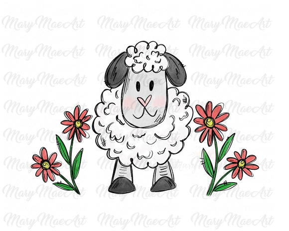 Sheep with Flowers - Sublimation Transfer
