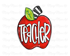 Teacher Apple, Sublimation Transfer, Ready to Press