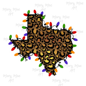 Texas Leopard with Christmas lights, Sublimation Transfer