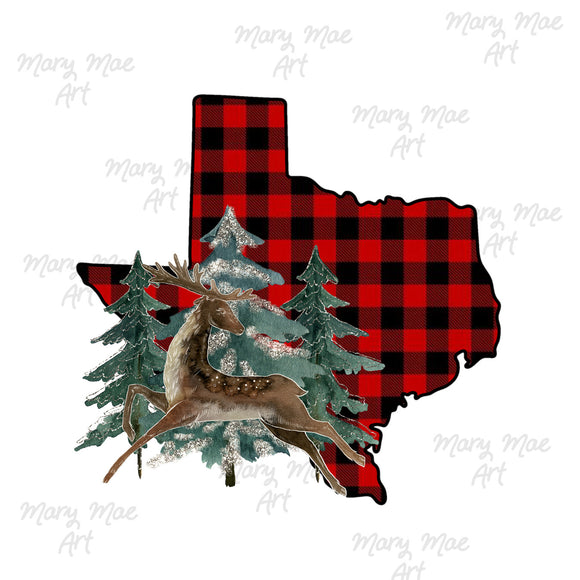 Texas Christmas plaid with deer, Sublimation Transfer