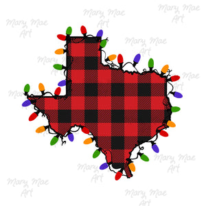 Texas Plaid with Christmas lights, Sublimation Transfer